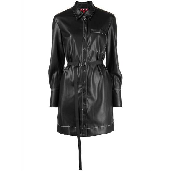 NEW STAUD lynn belted-waist shirt-dress in black - Picture 5 of 5